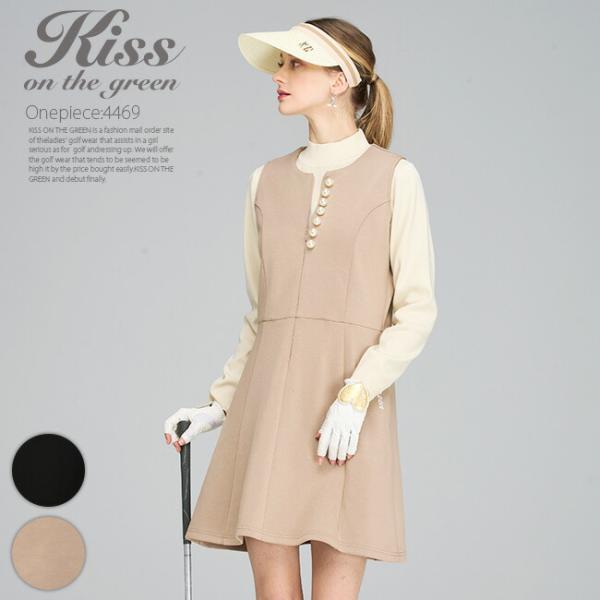 【美品】23区GOLF ゴルフウェア ワンピース ジップアップ カーキ KISS ON THE GREEN（キスオンザグリーン） ゴルフウェア レディース