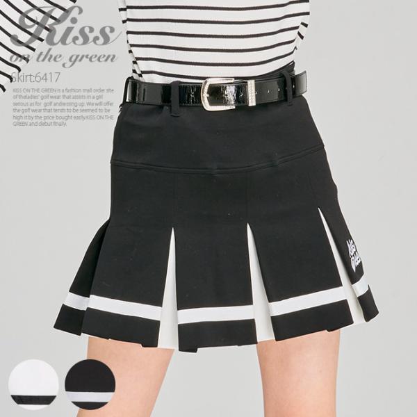 ゴルフウェアレディース スポーティーなモノトーンラインスカート  