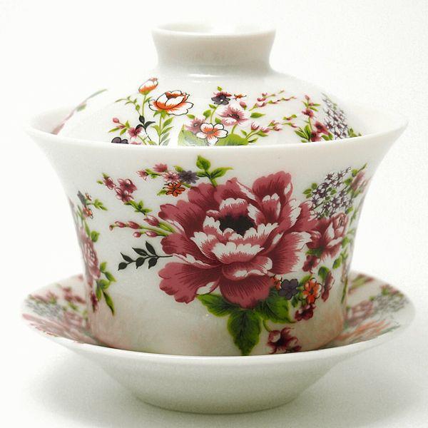 台湾茶器 蓋碗 花布柄 ホワイト 新太源製 J7743g 台湾茶の茶葉と茶器の通販 吉祥門 通販 Yahoo ショッピング