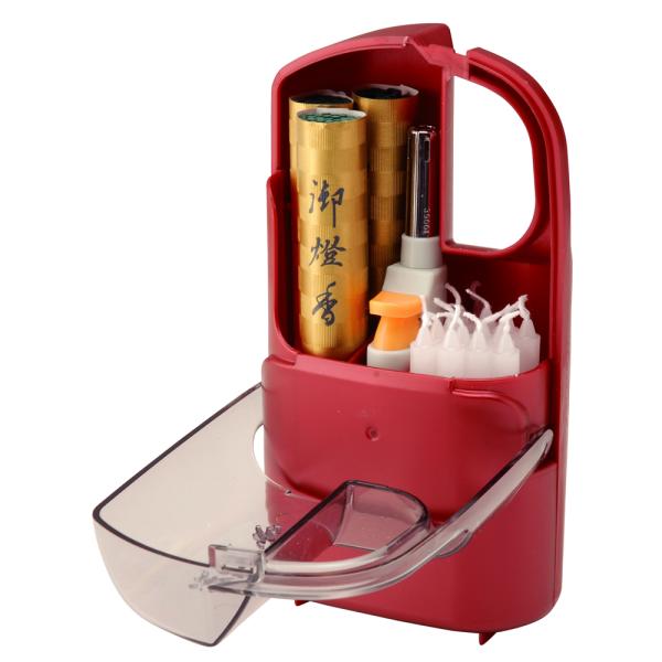 商品名お参りBOX ハンディ材質本体：ポリプロピレン樹脂フタ：スチロール樹脂サイズ(約)縦4.8×横8.8×高さ15.8cm生産国日本製お墓参りの必需品をワンセットにしました♪取っ手があり持ちやすいお参りBOXです。お参りのお共にどうぞ。●...