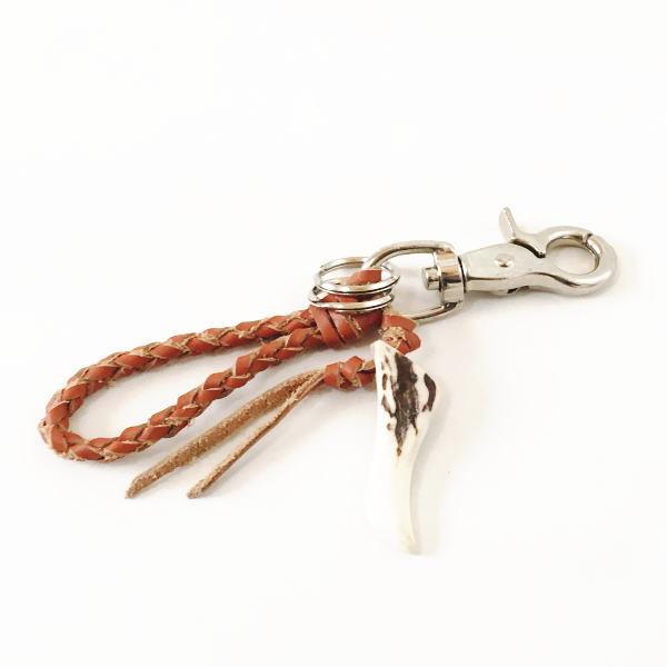 えぞしかの角 キーホルダー レザー(茶色) エゾシカ エゾ鹿 えぞしかの角 キーホルダー レザー(茶色) エゾシカ エゾ鹿