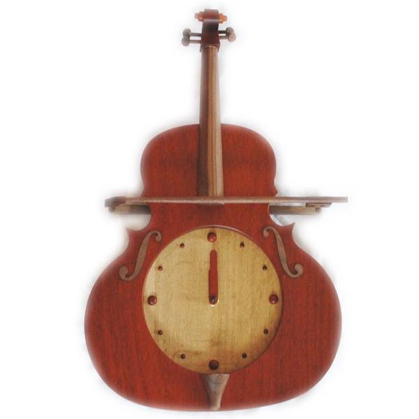 木製 壁掛け振り子時計 バイオリン パドックB とけい ハンドメイド