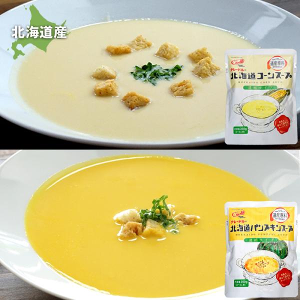 クレードル 北海道スープ2種類詰合せ(2倍濃縮) (コーンスープ×5袋、パンプキンスープ×5袋)（クレードル興農）