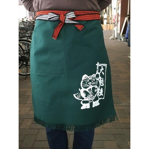 最大78%OFFクーポン 別染ポケット付き帆前掛 黒 招き猫プリント入り 綿100% ふさ付2つポケット帆前掛け(並幅)