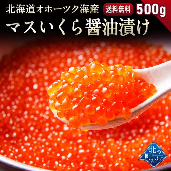 マスいくら 北海道・オホーツク海産 鱒いくら 500g (250g×2)醤油漬け