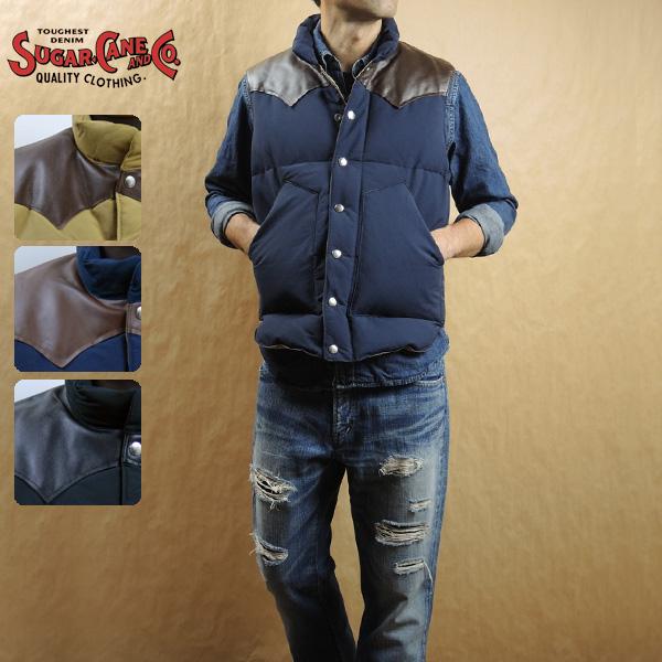 SUGAR CANE シュガーケーン レザーヨーク ダウン ベスト SC12340 SUGAR CANE シュガーケーン レザーヨーク ダウン ベスト SC12340