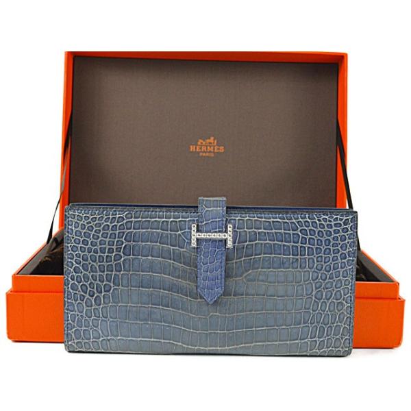 【唯一無二】エルメス ベアン ポロサス 鰐革 長財布 ゴールドH金具 エメラルド 唯一無二】エルメス ベアン ポロサス 鰐革 長財布 ゴールドH金具