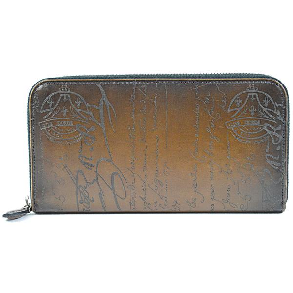 美品 BERLUTI スクリット カリグラフィ イタウバネオ ラウンドジップ Berluti（ベルルッティ） 美品 現行ロゴ Wスタンプ ラウンド長財布