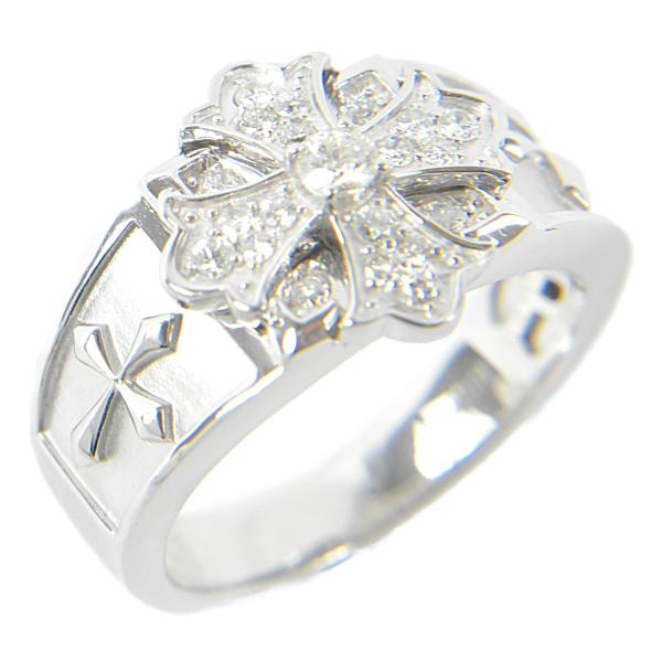 K18WG ホワイトゴールド クロスモチーフ ダイヤモンド メンズ