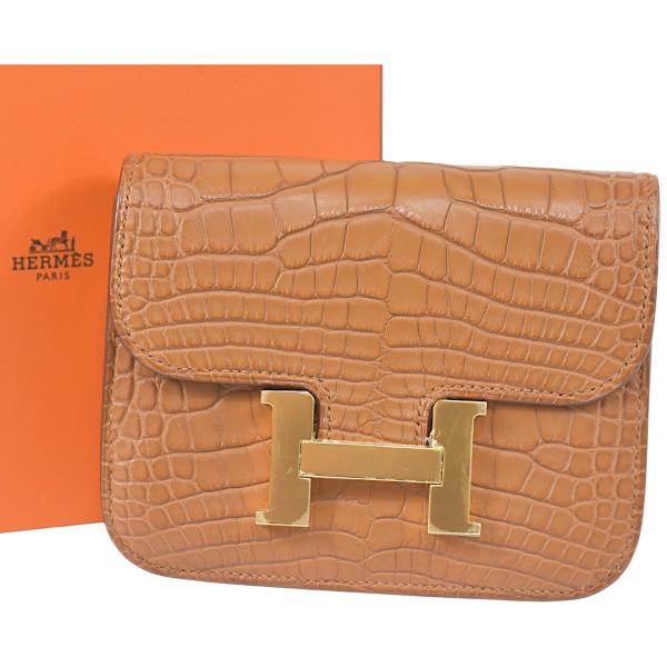 ❤未使用品❤バディチャーム ブラウン 茶色 エルメス 箱付 U刻印 HERMES（エルメス） 未使用品 豪華アリゲーター コンスタンス スリム