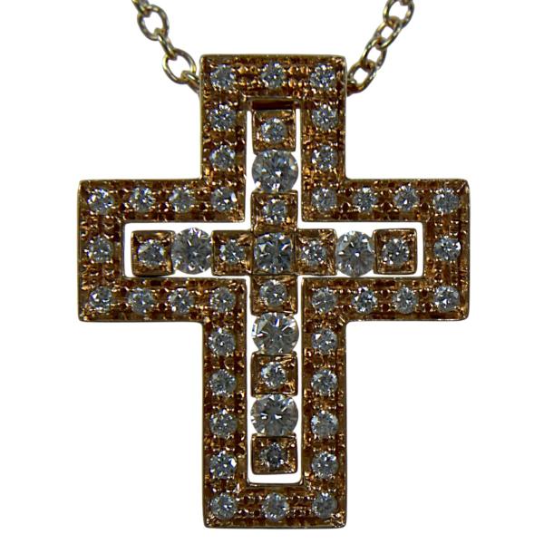 ダミアーニ 美品 ベルエポック ダイヤモンド クロス ネックレス ジュエリー 大人ラグジュアリー 750PG 7.2g ♯XS DAMIANI 20083492