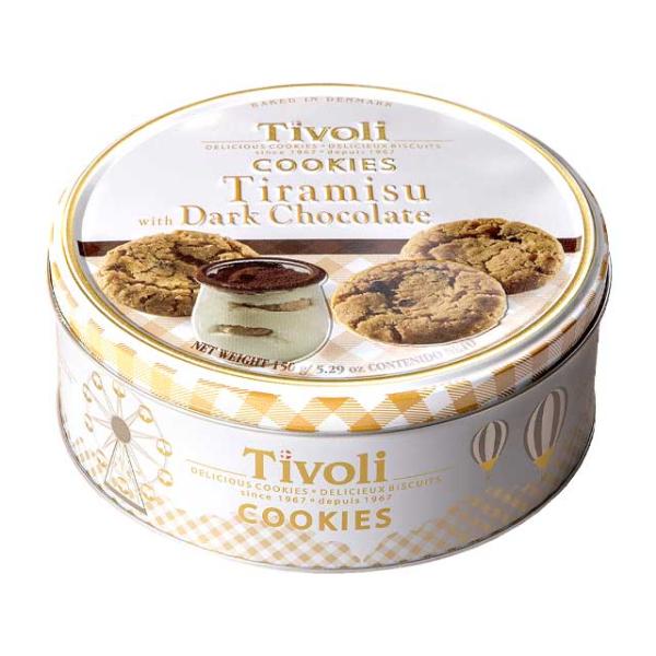 ティボリ　ティラミス＆ダークチョコレート　クッキー　１５０ｇ　エンボス加工・缶入り  輸入食品　