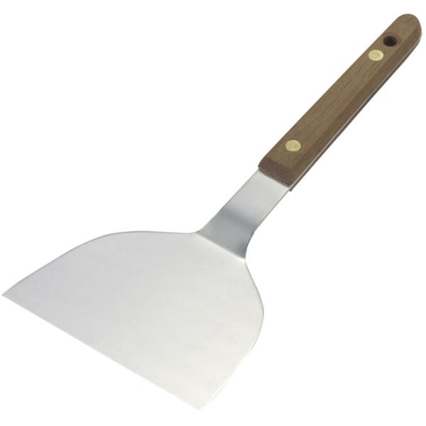 リス 18-0ステンレス木柄 起こし金 金属ヘラ 15cm お好み焼き・鉄板焼きの返し用ヘラ 祭り イベント 屋台
