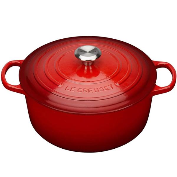 ル・クルーゼ ココットロンド 21177-24cm レッド06ツマミ銀 並行輸入品