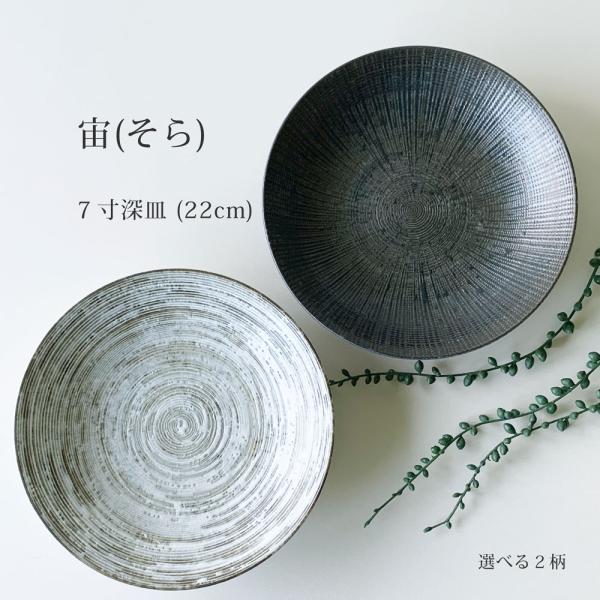 深皿 パスタ皿 おしゃれ 宙 22.0cm 7.0深皿 麺皿 カレー皿 和食器 美濃焼 日本製
