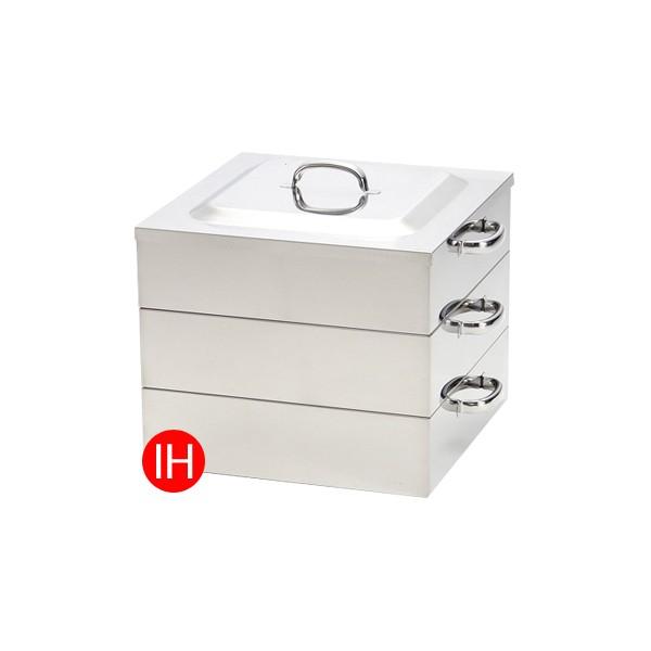 桃印 電磁調理器（IH）対応業務用角蒸し器 2段45cm 蒸し器 ステンレス