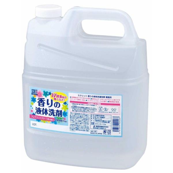 新品 熊野油脂 スクリット 香りの液体洗剤 詰替用 ４L×４本入り