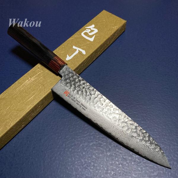 伊勢屋 I-4 牛刀 包丁 210mm 鎚目33層ダマスカス V金10号 瀬戸