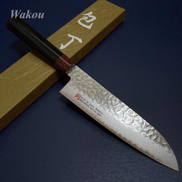 【ラスト1点】伊勢屋 三徳包丁 ダマスカス V金10号 180mm 関の刃物 伊勢屋 I-5 三徳 包丁 180mm 鎚目33層ダマスカス V金10号 瀬戸