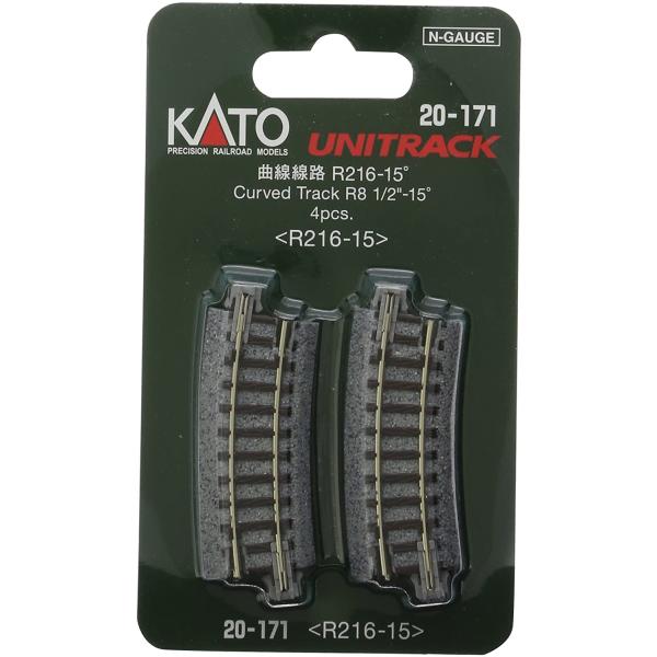 送料無料 KATO 曲線線路 R216-15° 4本入 #20-171