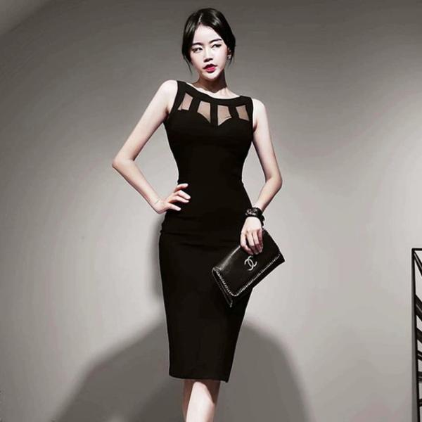 二次会 お呼ばれ 黒 タイトワンピース 膝丈 ノースリーブ セクシー ワンピース ベージュ 韓国風 キャバドレス 代 30代 無地 お洒落 Lh Kittyshop 通販 Yahoo ショッピング