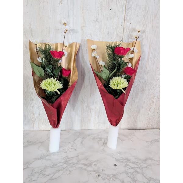 造花 お正月仏花セット 1対セット お墓 お仏壇用 仏花 : きつつき