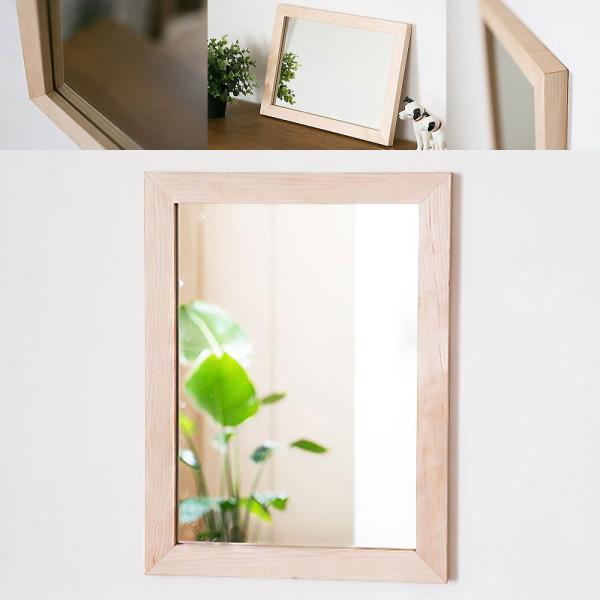 洗面台 鏡 木枠 交換 diy 洗面鏡 /ハードメープル 400×300 木枠幅30mm/ 姿見 壁掛け 全身鏡 おしゃれ 木製 ウォールミラー