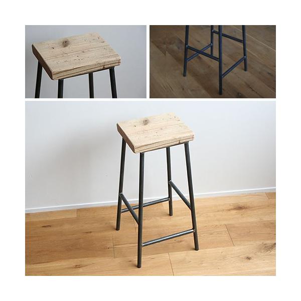 古家具ビンテージ品◾️鉄脚アイアン 木製座面 ハイチェア/ カウンターチェア B st-18-size.jpg