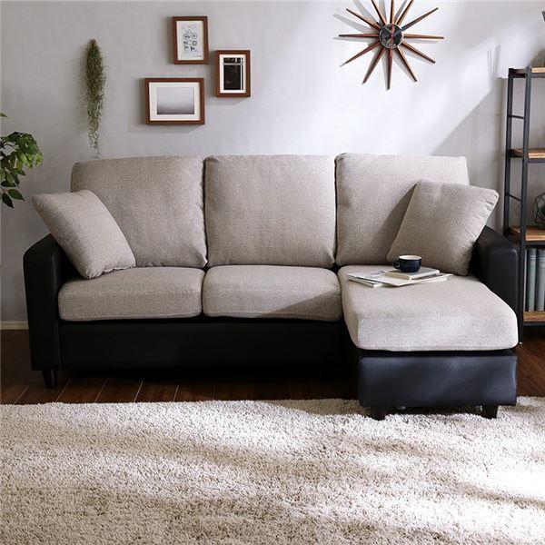 日本限定 北欧インテリア 3人掛け コンパクト カウチソファ 合革 ブラック ソファ ソファー クッション付き 脚取り外し可能 おしゃれ 組立品 黒 ソファ