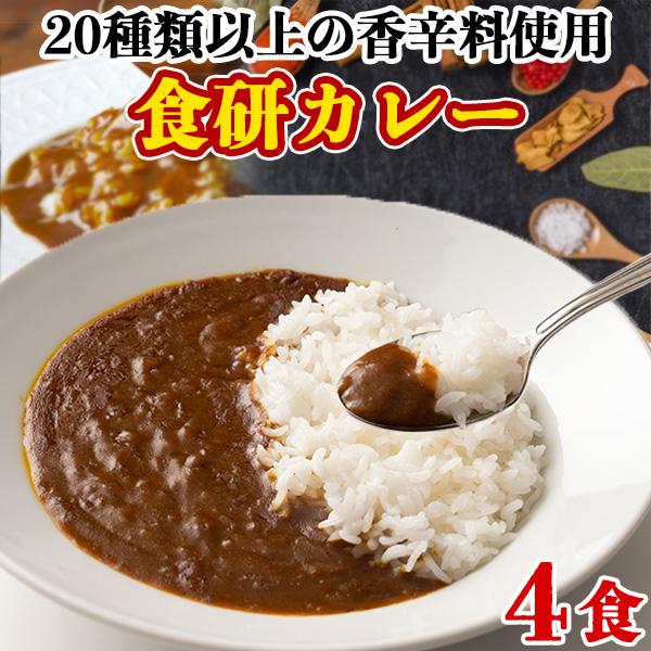 カレー レトルト 中辛 食研のカレー 送料無料 ポイント消化 食品 ビーフ  レトルトカレー 業務用 お試し スパイス  4人前  （200g×4袋）  〔メール便出荷〕