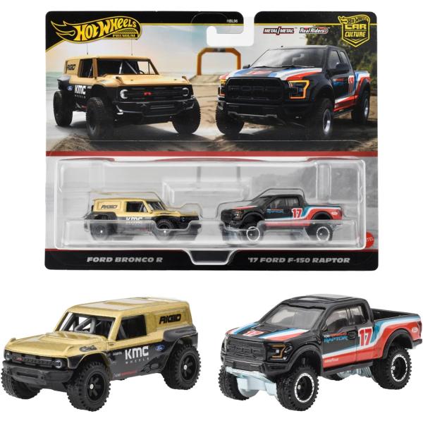 ホットウィール(Hot Wheels) プレミアム 2パック フォード ブロンコ R / ’17フォード F-150 ラプター  HRR77