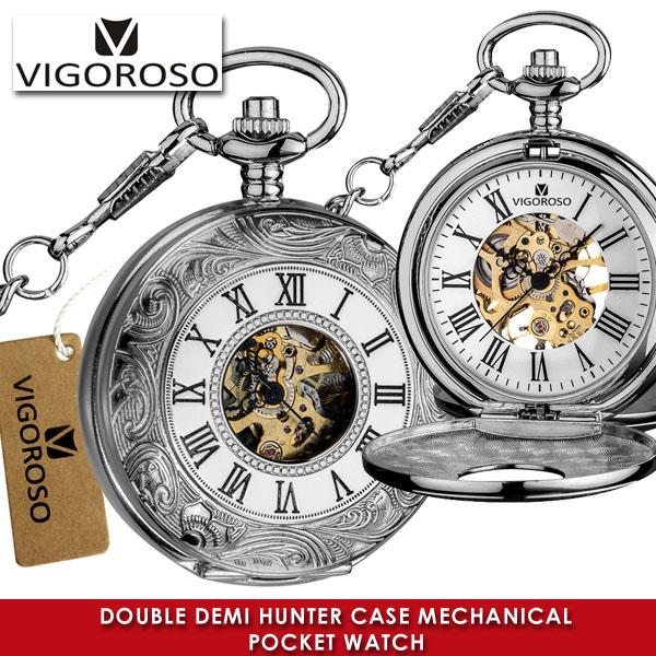 VIGOROSO/懐中時計 商品番号：VIG-3047 ダブルハンター機械式手巻き