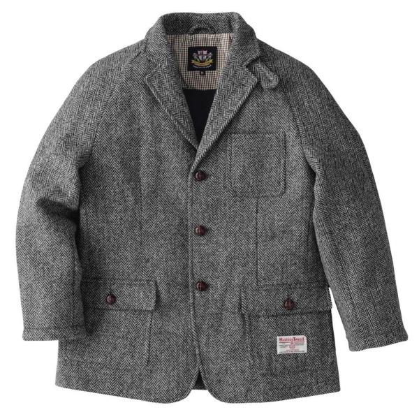 ヘリンボーンクラブ 英国製法 ハリスツイード メンズ 紳士のジャケット コート メンズ ウールコート セットアップ 高級ジャケット 英国製法 グレー B07h23npb8 Kizashi ヤフー店