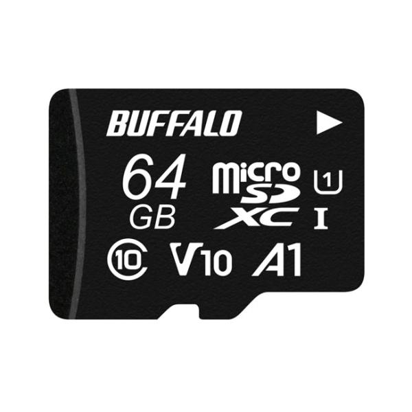 BUFFALO microSDカード 64GB microSDXC V10 A1 IPX7 Full HD