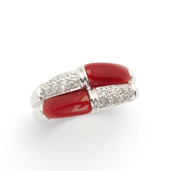 プラチナ900 血赤珊瑚 リング 13号 サイズ直し可 pt900 指輪 さんご