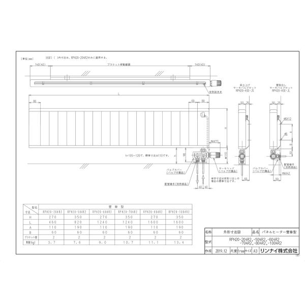 リンナイ（Rinnai） 【RPH20-204R2】 《KJK》 温水式パネルヒータ 壁掛