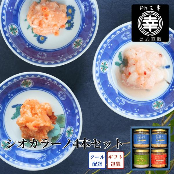 シオカラーノ4本セット N4-26 プレゼント 新潟 三幸 御祝 内祝 お返し 御礼 誕生日 贈答 ギフト 手土産 お取り寄せ グルメ ご飯のお供