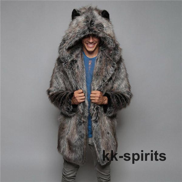 毛皮コート ファーコート メンズ アウター ロングコート ロング丈 フード付き 防寒 ファー フェイクファー 裏起毛 かっこいい 高級感 厚手 冬服 毛皮コート ファーコート メンズ アウター ロングコート ロング丈