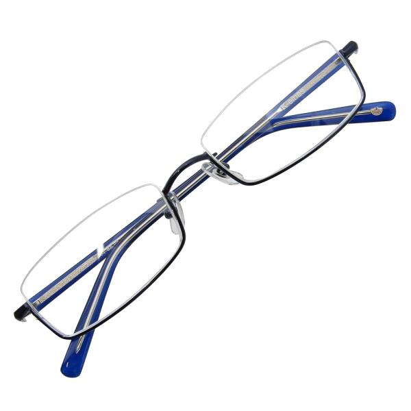 「商品情報」「主な仕様」■フレーム、カラー■　カラー ブルー　定番スクエアタイプのスタンダードなアンダーリムです。■フレームのみ■　こちらのレンズはデモレンズです。度付きレンズ対応フレームですのでご購入後、お近くの眼鏡店へレンズ交換をご依頼...