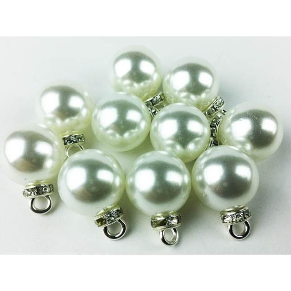 【883】ロンデルのピアス／イヤリング パール ロンデル 台座 付き ホワイト 14mm チャーム 穴なし