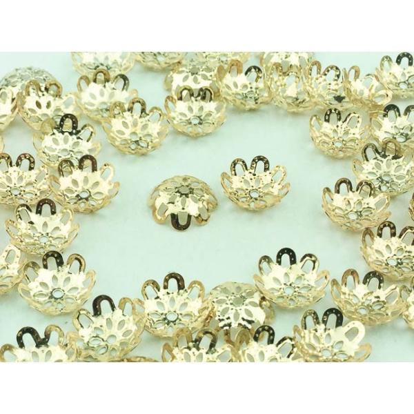 ビーズキャップ 10mm ゴールド 座金 花座 100個 ビーズパーツ 金具 手芸用 アクセサリーパーツ （AP0106）