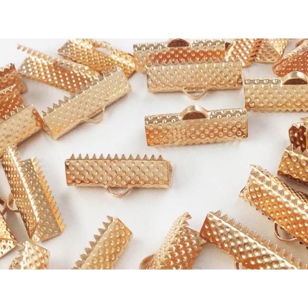 ワニグチ 金具 50個 リボン 留め 紐 留め 20mm ゴールド KC金 ワニ口 ワニカン エンド パーツ アクセサリー 金具 （AP0570）