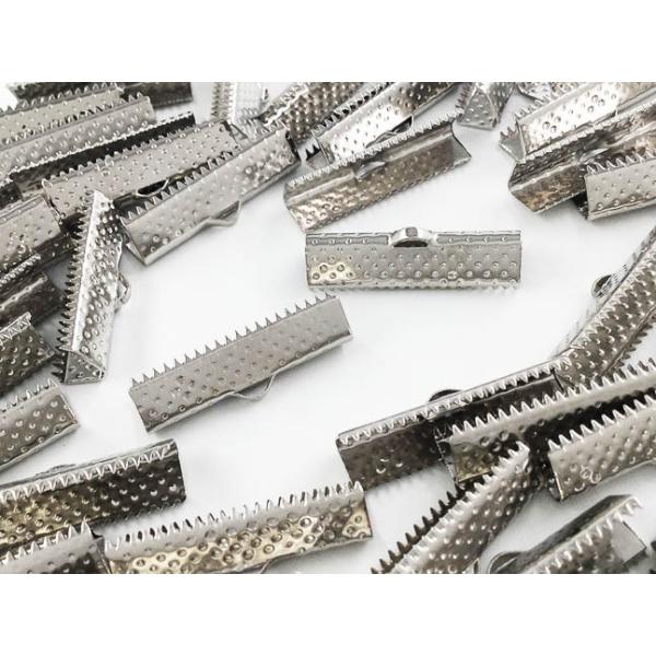 ワニグチ 金具 50個 リボン 留め 紐 留め 25mm シルバー ワニ口 ワニカン エンド パーツ アクセサリー 金具 （AP0574）