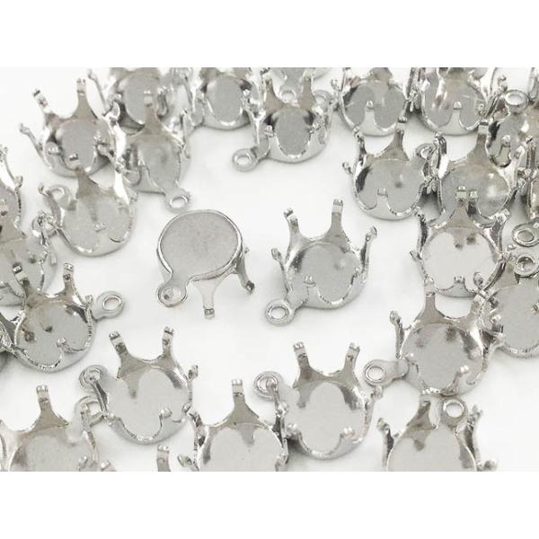 セッティング台座 シルバー カン付き 8mmストーン等に 40個 貼付台座