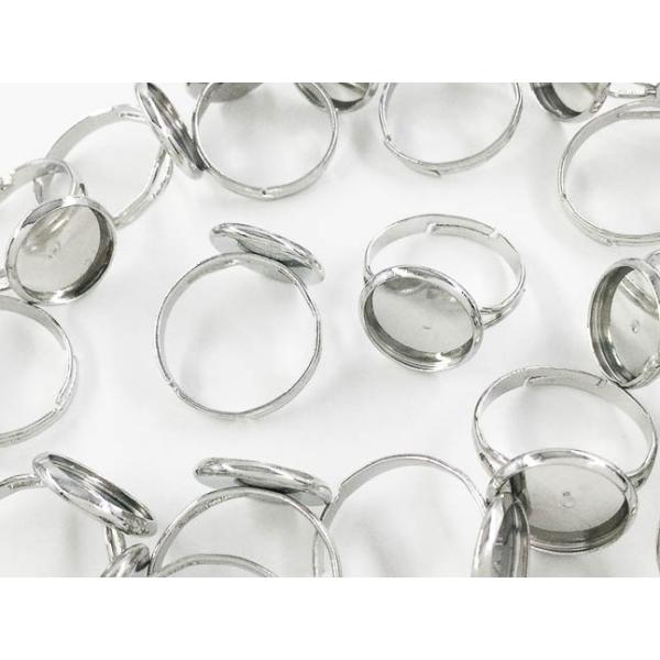 シルバーハンドメイドアクセサリー専用 リング パーツ 指輪 ミール皿 12mm 台座 付き シルバー 20個