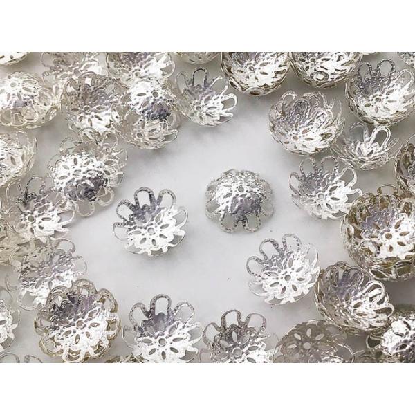 特別提供❤️ビーズキャップ 14mm（シルバー）約100個 ビーズキャップ 14mm シルバー 白銀 座金 花座 200個 ビーズカバー