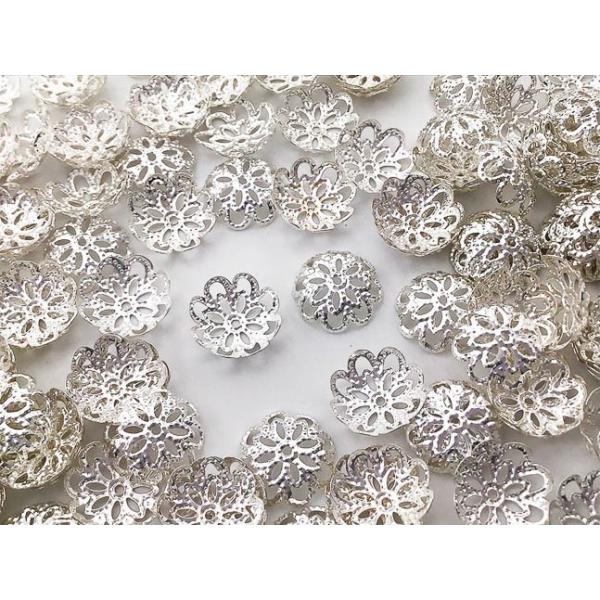 ビーズキャップ 12mm シルバー 白銀 座金 花座 200個 ビーズカバー