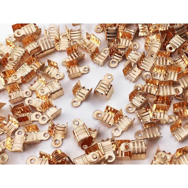 紐止め金具 カシメ ゴールド KC金 150個 幅5mm エンドパーツ 留め金具 アクセサリー パーツ （AP0839）