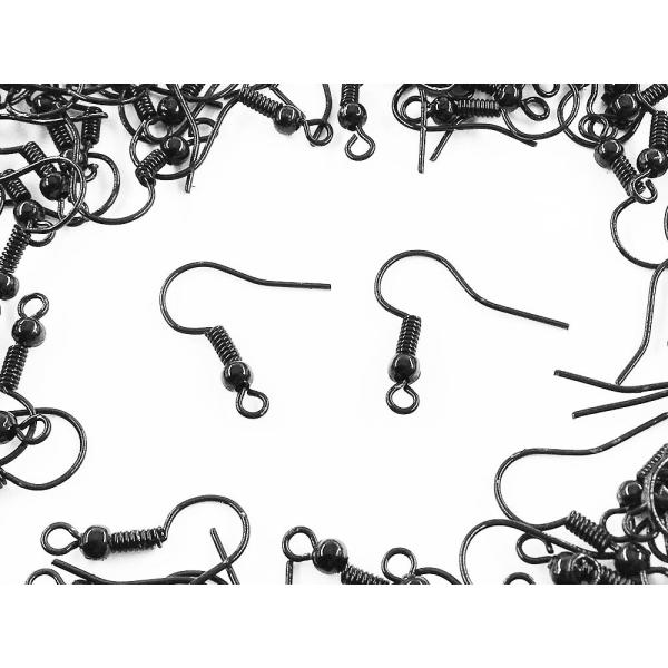 ピアスフック パーツ 丸玉 コイル 付き ブラック 300個 ピアス