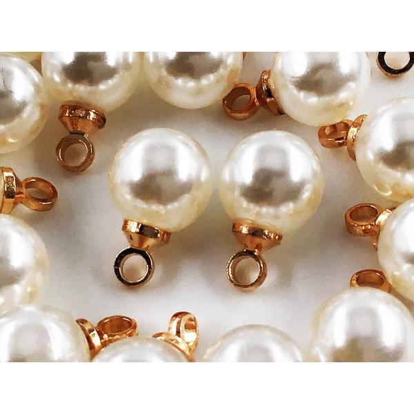 パールチャーム プラ 6mm 20個 ホワイト 金具ゴールド ピアス イヤリング チャーム パール アクセサリー AP1078